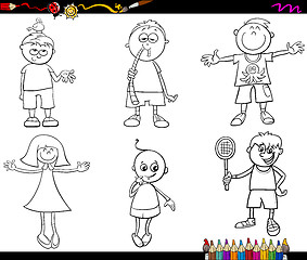 Image showing kids set coloring page