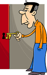 Image showing man with key cartoon