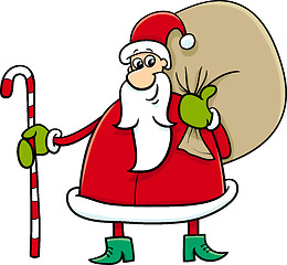 Image showing santa with sack and cane