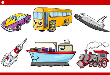 Image showing cartoon vehicle caracters set