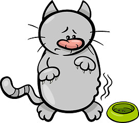 Image showing hungry cat cartoon illustration