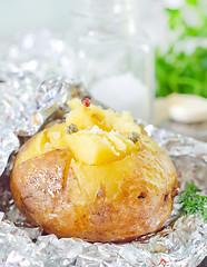 Image showing baked potato in foil