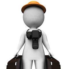 Image showing Tourist With Suitcases Shows Vacation Trip Travelling Or Holiday