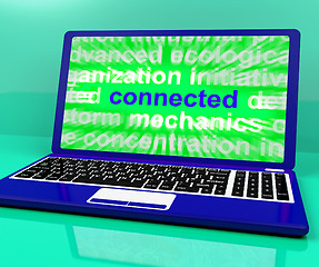 Image showing Connected On Laptop Shows Communications And Connections