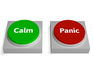 Image showing Calm Panic Buttons Show Stressed Or Relaxation