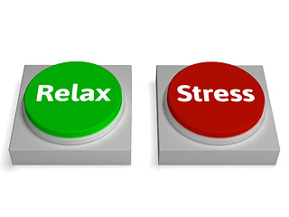 Image showing Relax Stress Buttons Shows Relaxed Or Stressed