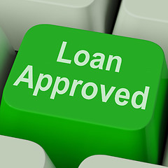 Image showing Loan Approved Key Shows Credit Lending Agreement