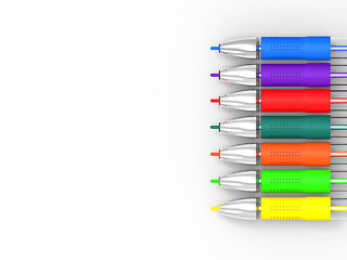 Image showing Multicolored Pens On White Background Shows Felt Pens With Copy 