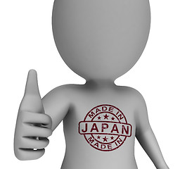 Image showing Made In Japan Stamp On Man Shows Japanese Products Approved