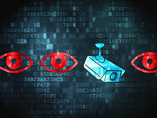 Image showing Security concept: Camera And Eye on digital background