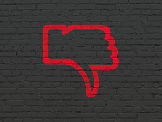 Image showing Social media concept: Thumb Down on wall background