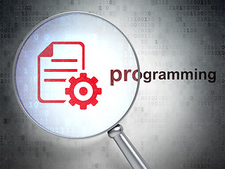 Image showing Database concept: Gear and Programming with optical glass