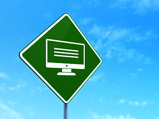Image showing Programming concept: Monitor on road sign background