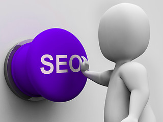 Image showing SEO Button Shows Internet Marketing In Search Results