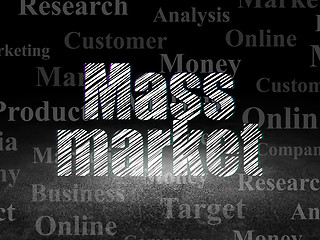 Image showing Advertising concept: Mass Market in grunge dark room