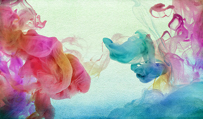 Image showing Acrylic colors in water. Abstract textured background.