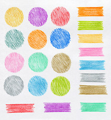 Image showing Set of color pencil design elements