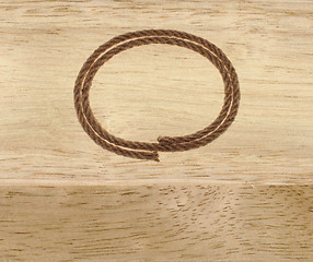 Image showing rope frame on wood background