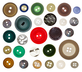 Image showing collection of various sewing button on white background