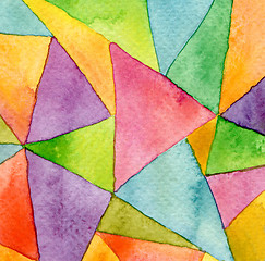 Image showing Abstract  watercolor painted geometric pattern background