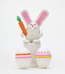 Image showing plasticine rabbit with easter egg