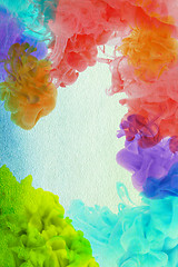 Image showing Acrylic colors in water. Abstract background.