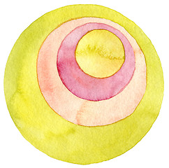 Image showing Abstract circle watercolor painting