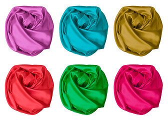 Image showing color set of crumpled silk fabric