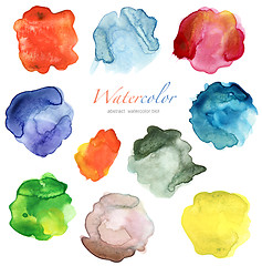 Image showing set of abstract color watercolor blot 