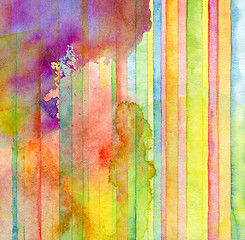 Image showing Abstract  strip watercolor painted background