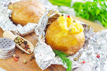 Image showing baked potato in foil