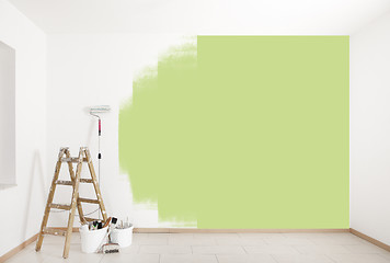 Image showing paint green wall