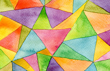 Image showing Abstract watercolor painted geometric pattern background