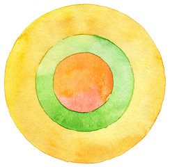 Image showing Abstract circle watercolor painting