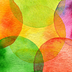 Image showing Abstract watercolor circle painted background