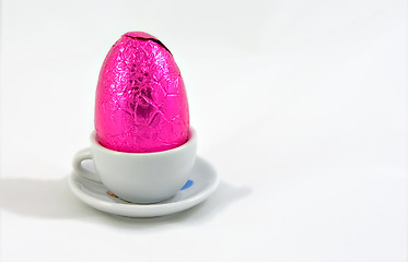 Image showing pink egg in cup
