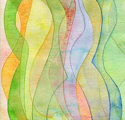 Image showing Abstract wave watercolor painted background