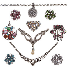 Image showing collection of jewelery bijouterie isolated of white