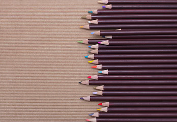 Image showing Colored pencils on cardboard