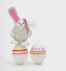 Image showing plasticine rabbit with easter eggs