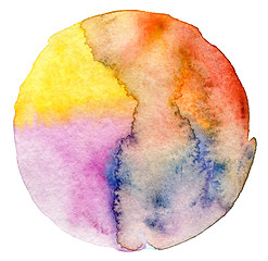 Image showing Abstract  circle watercolor painted background