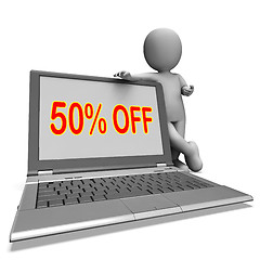 Image showing Fifty Percent Off Monitor Means Deduction Or Sale Online