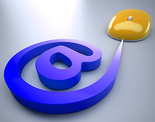 Image showing Mouse At Sign Shows E-mail Symbol Message