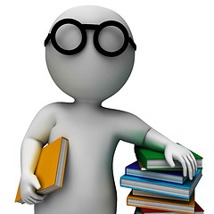 Image showing Student And Books Showing Education