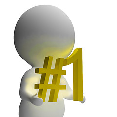 Image showing Number One 3d Character Shows First Place