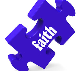 Image showing Faith Jigsaw Shows Religious Belief Or Trust