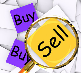 Image showing Buy Sell Post-It Papers Mean Shopping Retail And Trade