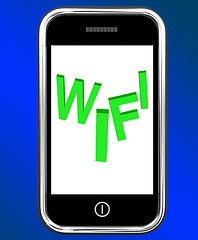 Image showing Wifi On Phone Shows Internet Hotspot Wi-fi Access Or Connection