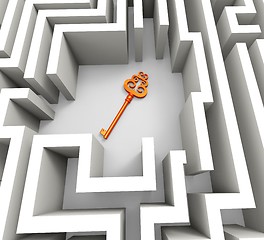 Image showing Key In Maze Shows Security Solution