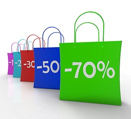 Image showing Percent Off On Shopping Bags Shows Bargains